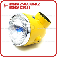 Z50A/ Z50J1 Headlight Complete,  Mexican Yellow (6v, with Neutral Indicator, Steel Case)