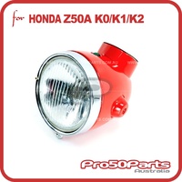 Headlight Assy Z50A/ J1 (6v, Single Indicator, Steel Case, Red)