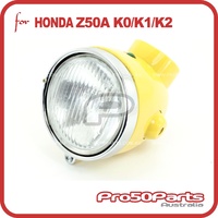 Headlight Assy Z50A/ J1 (6v, Single Indicator, Steel Case, Yellow)