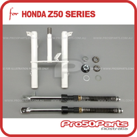 (Z50) Front Fork Set (White, Inc. Triple Tree, Steering Bearing Kit)