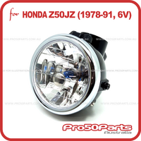 Z50JZ Headlight Complete,  Black (6v, with Neutral & Signal Indicator)