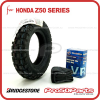 (Bridgestone) Tyre 3.50-8", 33J TT & (Vee Rubber) Tube 3.50-8" TR87
