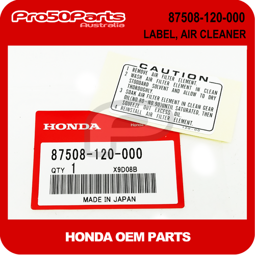 (Honda OEM) Z50 - Label, Air Cleaner