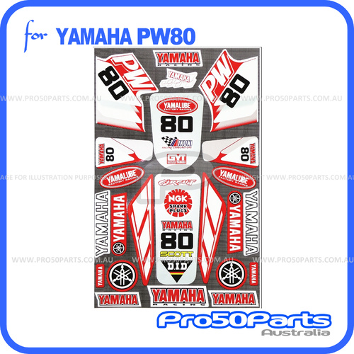 (PW80) - Yamaha PW80 Motorcross Decal Sticker Kit - Red
