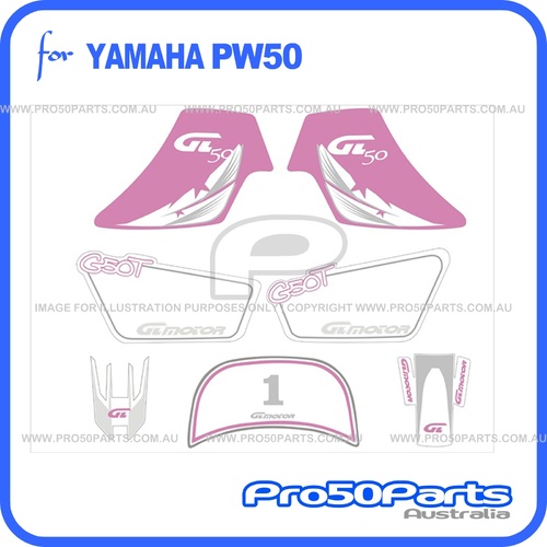(PW50) - Sticker Decal Graphics Set A (Pink)