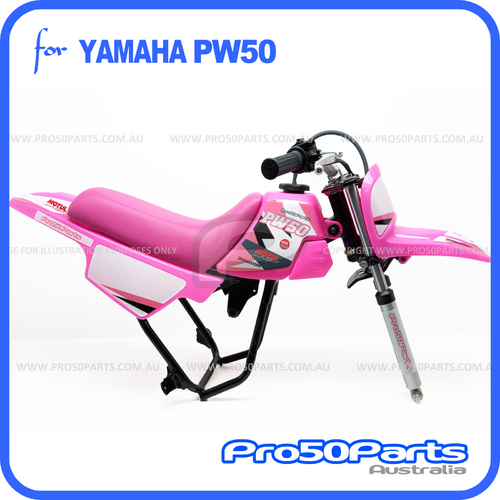 (PW50) - Package of Plastics Fender Cover, Fuel Tank, Seat (Hot Pink) + Decal (PRO50) + Bolt