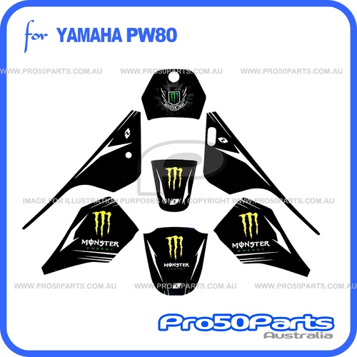 (PW80) - Decal Sticker Graphics (Monster Energy)