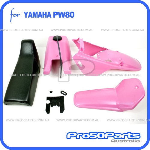 (PW80) - Package of Plastics Fender Cover, Fuel Tank, (Pink) and Seat (Black)