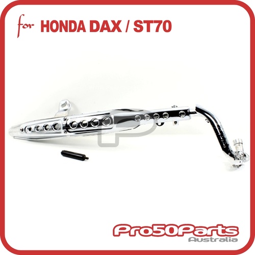 Exhaust Muffler Assy (Dax, Silver Chromed Pipe & Protector)
